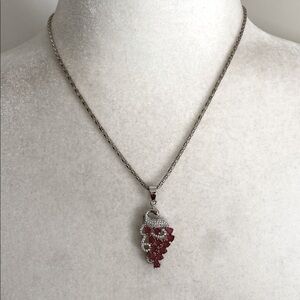 Beautiful Ruby Peacock Diamond Accents Pendant Necklace Stunning Glamour